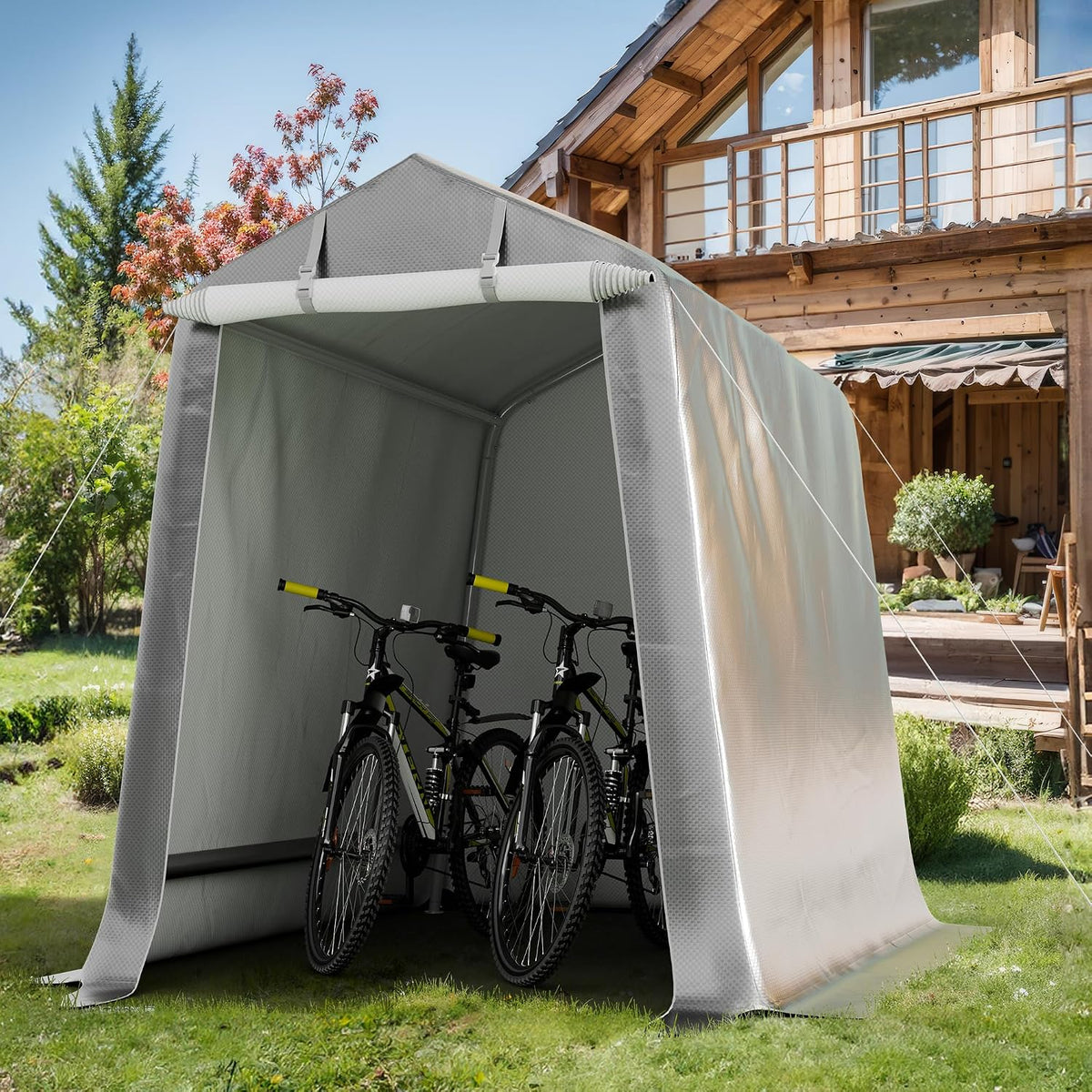 jy qaqa 6x6 ft portable motorcycle carport, heavy, close-up detail