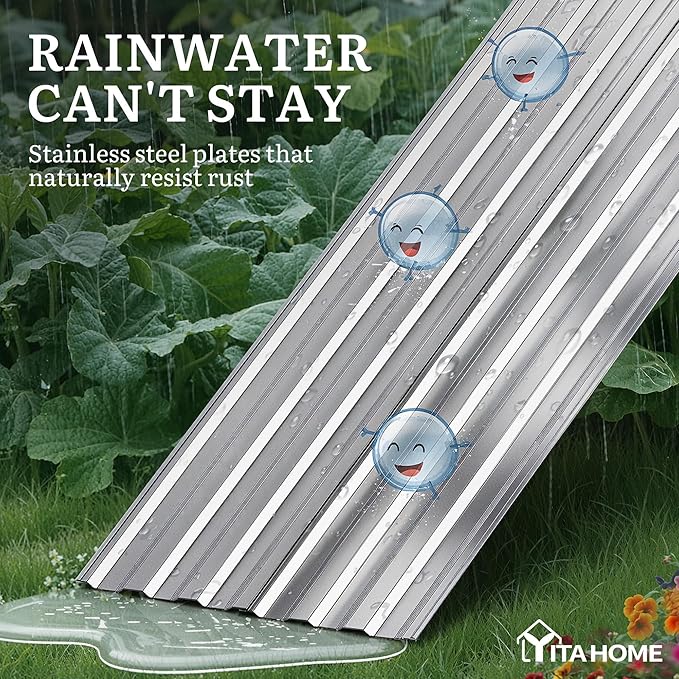 YITAHOME 6x3x2ft Large Raised Garden Bed Kit, Galvanized Metal Planter Box with Gloves, Ground Nails, Support Rod, Outdoor Above Ground Planters for Plants Vegetables Flowers, Silver
