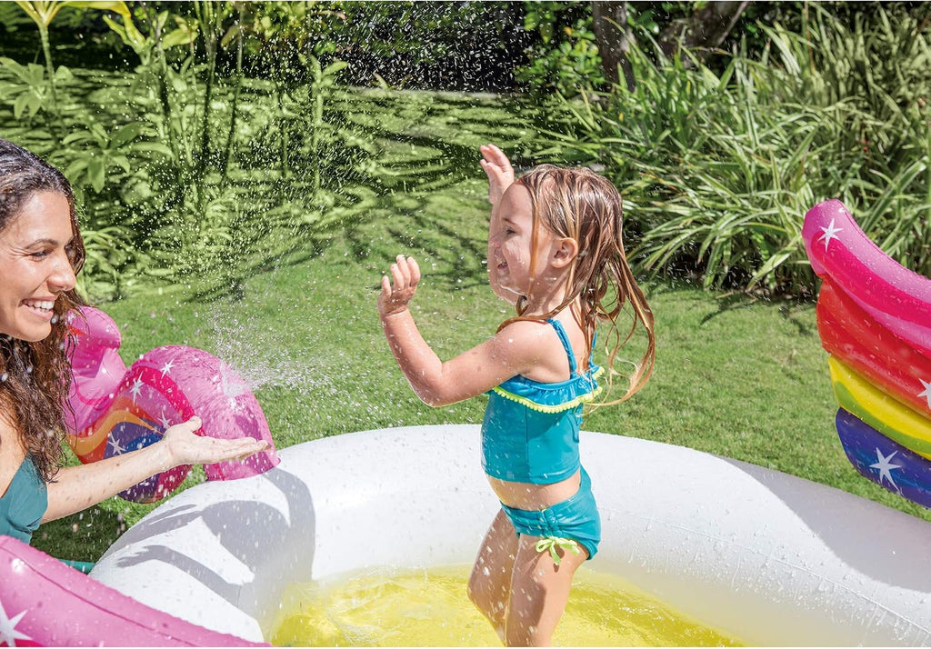 Intex Mystic Unicorn Spray Pool Inflatable Pool, White
