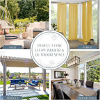Elrene Home Fashions Matine Weatherproof Tab-Top Indoor/Outdoor Solid Color Curtain Panel for Porch, Pergola, Patio, Deck, 52”W x 84”L, Yellow