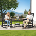 SERWALL HDPE Outdoor Rocking Chair Set of 4, Patio Rocking Chairs, All-Weather Porch Rockers for Adults, Black