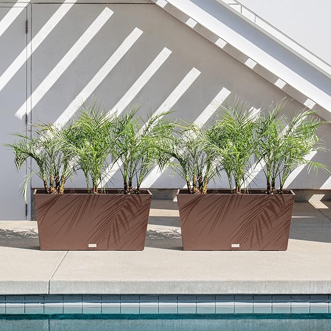 Veradek Pure Series Midori Trough Planter - Large Rectangular Planter for Indoor or Outdoor Deck/Porch | Durable All-Weather Use with Drainage Holes | Modern Decor for Shrubs, Flowers, Small Plants