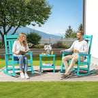 SERWALL HDPE Outdoor Rocking Chair Set of 4, Patio Rocking Chairs, All-Weather Porch Rockers for Adults, Aruba Blue