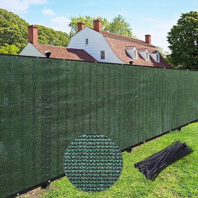 UPGRADE Privacy Fence Screen 4'x34' Dark Green Outdoor 90% Visibility Blockage 170 GSM Mesh Shade Cover Panels for Backyard,Balcony,Home Decoration with Zip Ties,Customized Avaliable