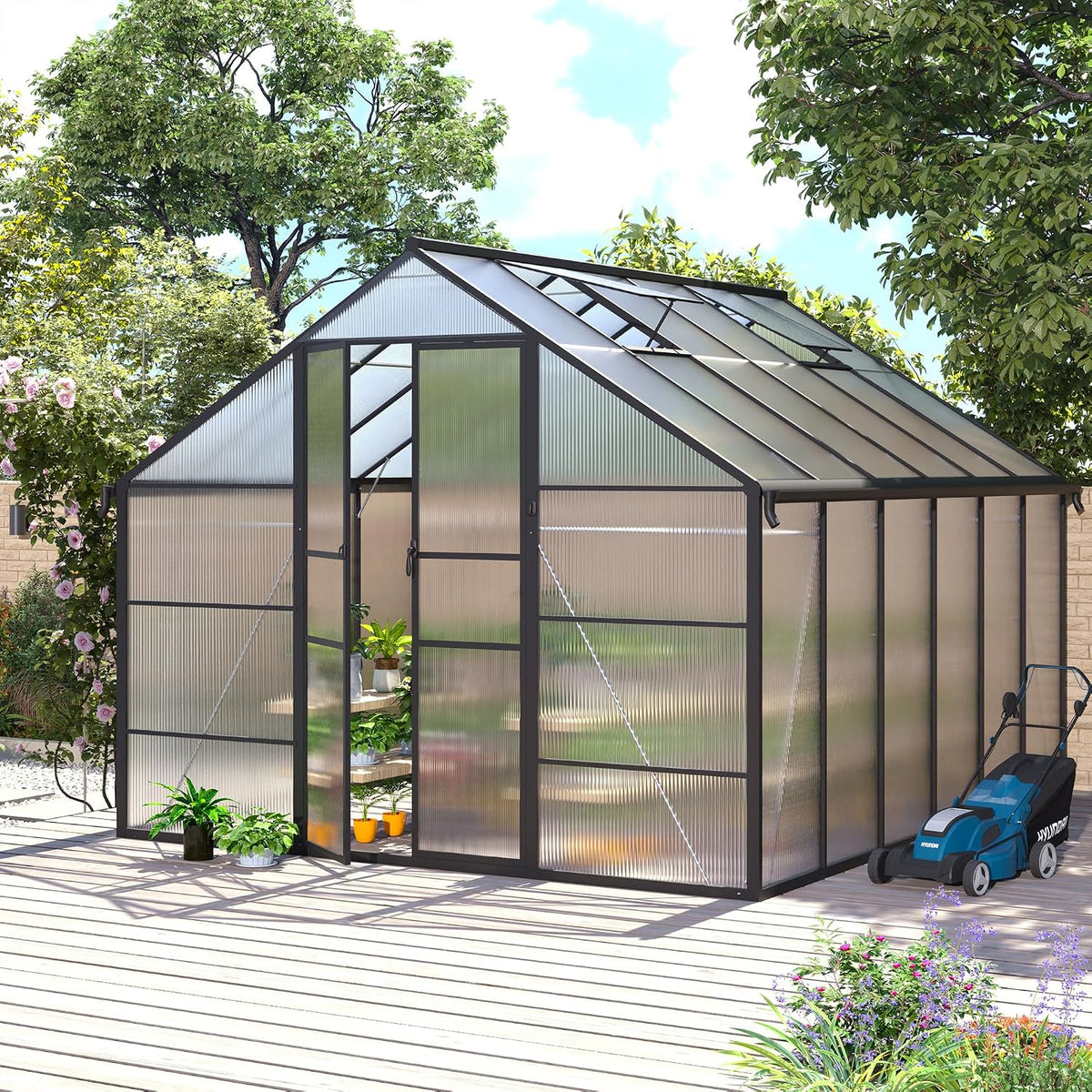 10x12 ft greenhouse for outdoors, polycarbonate greenhouse with, main product view