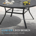 VICLLAX Patio Table and Chair Set of 10, All Weather Metal Round Outdoor Dining Furniture Set-59.9" Round Outdoor Table and Chairs, Black Tabletop