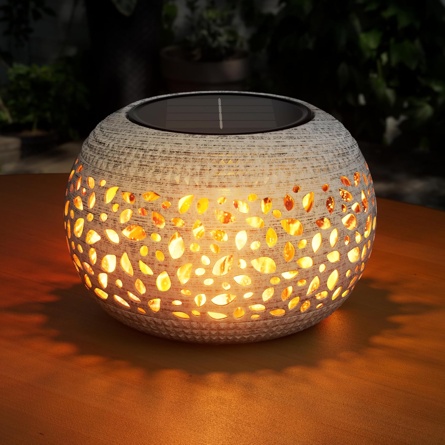 Solar Lanterns Outdoor Waterproof Table Lights: Upgraded Solar Flame Lantern, 2 Lighting Modes White Lantern Flickering Light for Garden Yard Balcony Indoor Tabletop Decor, Gifts for Women