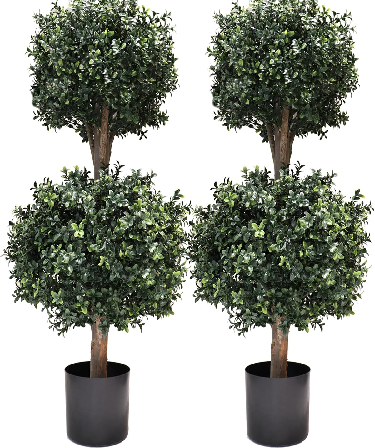 4ft artificial boxwood double ball topiary trees,2pack faux, main product view
