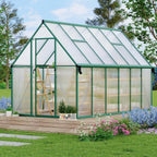 8'x12' aluminum-framed polycarbonate greenhouse, heavy duty green house, main product view