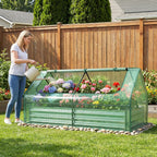 happygrill raised garden bed with cover, 2 large shown in use
