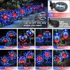 Anordsem Solar Garden Lights Outdoor: Bendable Copper Wire with 120 LED Firework Beads - Waterproof 2 Red Lighting Modes for Yard Patio Path - Gardening Gifts for Homeowner Gardener
