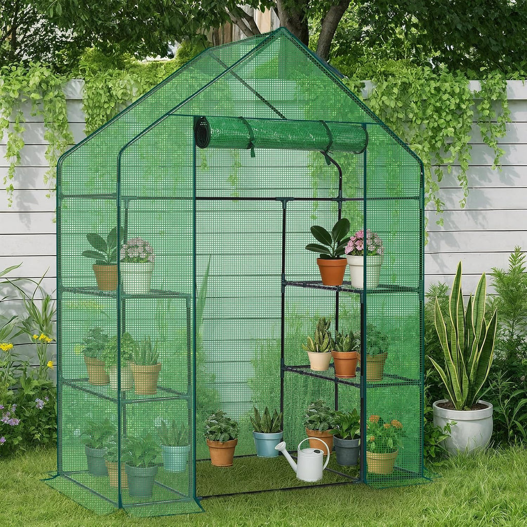 outvita walk-in greenhouse, 3 tiers 4 shelves, durable, main product view