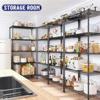 Storage Shelves Adjustable Metal Shelving Unit 5 Tier Wire Shelving,1010LBS Pantry Shelves Sturdy Steel Wire Shelf for Laundry Bathroom Kitchen Pantry, 13.6" D x 21.5" W x 59.4" H, 2PCS