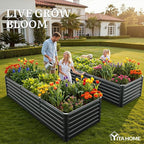 YITAHOME 8x4x2ft 2pcs Large Raised Garden Bed, Galvanized Metal Planter Box with Gloves, Ground Nails, Support Rod & Safety Rubber, Outdoor Above Ground Planters for Plants Vegetables Flowers, Black