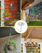 NACETURE Ceiling Hooks for Hanging Plants 3 Pack - Plant Hanger Indoor Hanging Hooks Metal Plant Bracket Iron Lanterns Hangers for Wind Chimes (Stainless Steel 3 Pack)