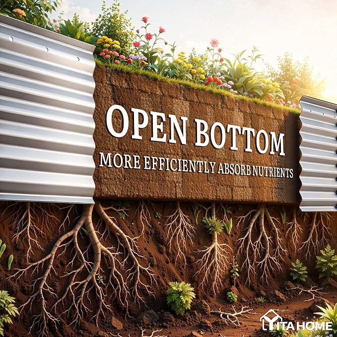 YITAHOME 24" Tall 9 in 1 Large Raised Garden Bed Kit, 8x2x2ft Galvanized Metal Planter Box with Gloves and Safety Rubber, Outdoor Above Ground Planters for Plants Vegetables Flowers, Silver