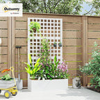 Outsunny Galvanized Raised Garden Bed with Trellis, Metal Planter Box with Drainage Holes, Outdoor Privacy Screen for Climbing Plants, Vegetable, Vines, 35" x 16" x 70", White