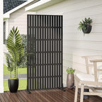 Casaphoria Metal Privacy Screen Outdoor, 72" H x 35" W Freestanding Decorative Privacy Screen for Patio Deck Balcony Garden with Stable Base, Fence Black