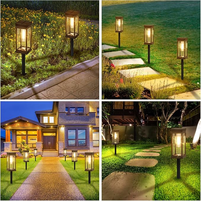BesLowe Upgraded Solar Pathway Lights Outdoor, 6-Pack Large LED Solar Light Outdoor Waterproof, Super Bright Outside Lights for Yard, Sun-Powered Landscape Lighting for Garden Walkway, Warm White