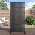 Casaphoria Metal Privacy Screen Outdoor, 72" H x 35" W Freestanding Decorative Privacy Screen for Patio Deck Balcony Garden with Stable Base, Fence Black