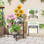 Metal Plant Stand Indoor Outdoor, 3 Tier Corner Tall Plant Shelf for Multiple Plants, Tiered Plant Stand, Heavy Duty Flower Plant Holder, Folding Tall Rack for Garden Patio Lawn Balcony - BlackWave