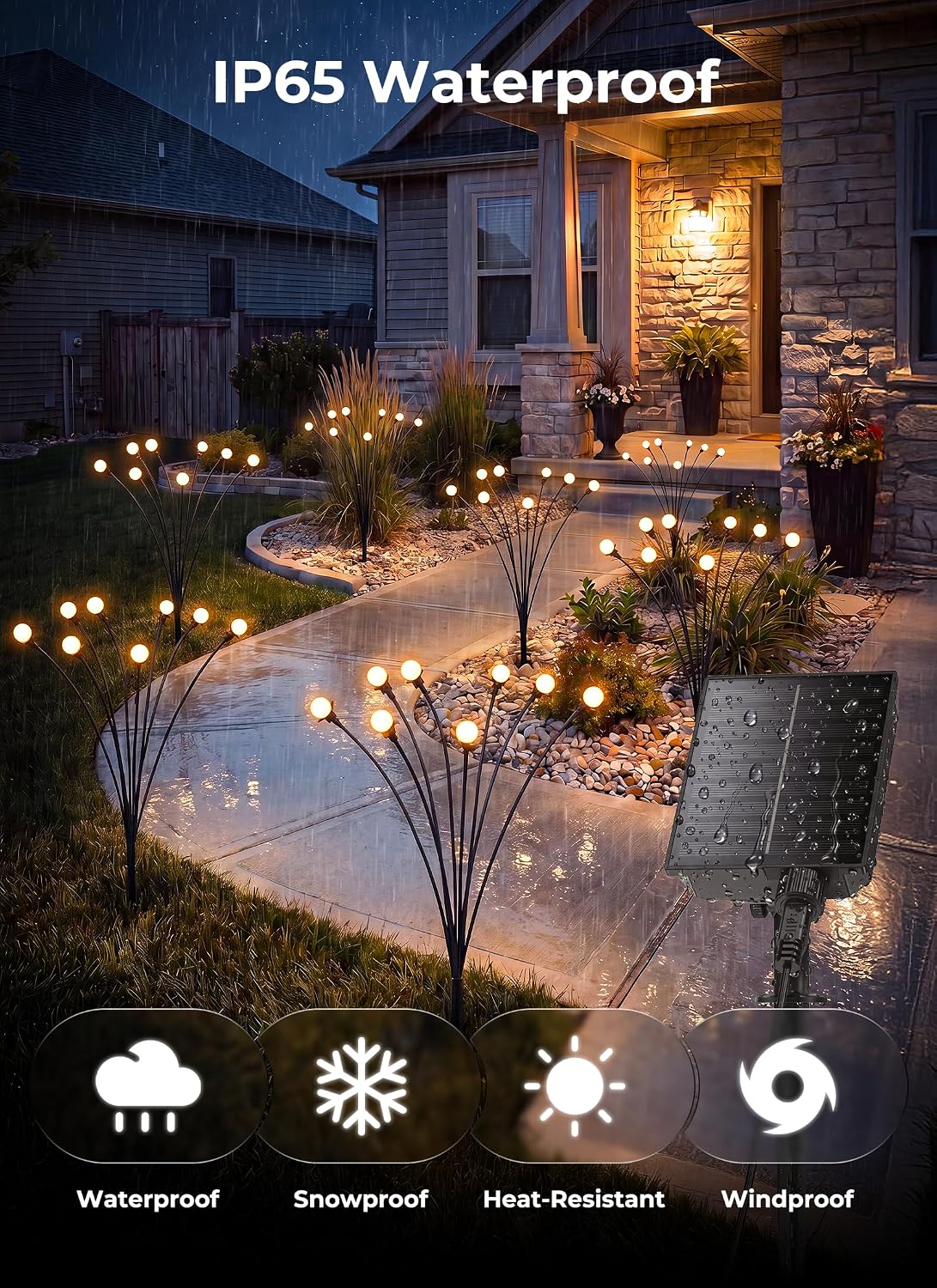 Brightown Solar Lights Outdoor,4Pack 32LED Solar Garden Lights Warm White | Swaying Firefly Waterproof, 8 Modes Solar String Light for Yard Patio Pathway Landscape Decoration Gifts