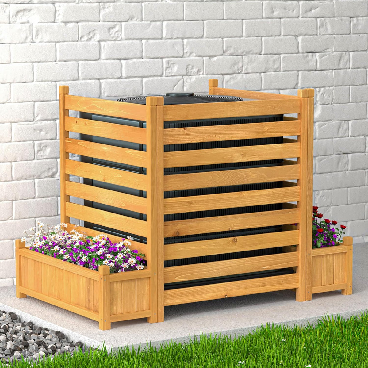 gdlf air conditioner fence, outdoor wood ac unit, main product view