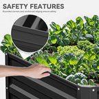 YITAHOME 6x3x2 ft 4pcs Galvanized Raised Garden Bed Kit, Large Metal Planter Box with Gloves & Support Rod, Outdoor Flower Bed for Plants Vegetables, Black