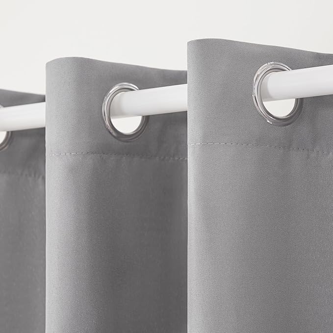 TOWN & COUNTRY BASICS Cabana Solid Heavyweight Indoor Outdoor Curtains, Light Filtering Opacity with Grommet Top, Water Repellent, 2-Pack Set, 54"x84", Medium Grey
