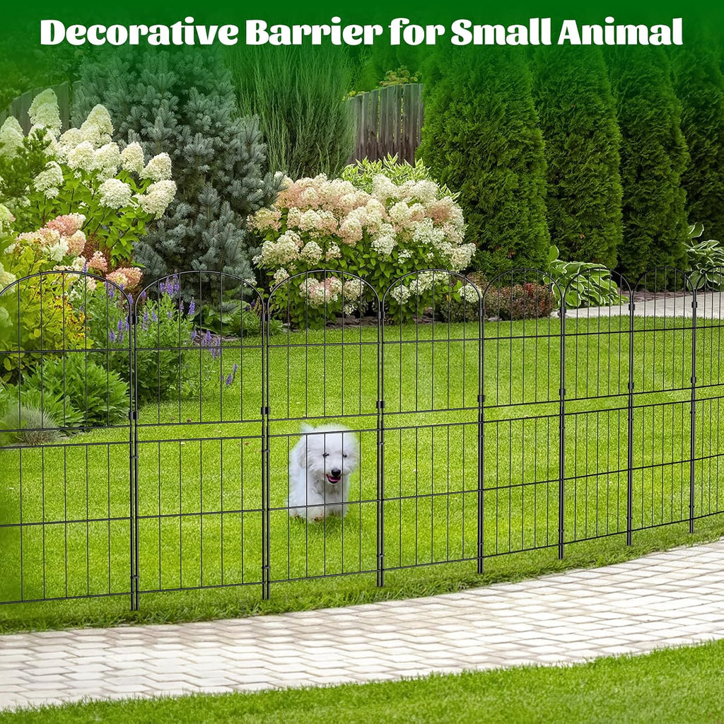 pinpon 10-panel arched garden fence 37.5inh x 10.4ftl showing dimensions