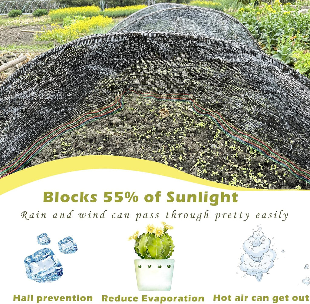 55% shade cloth for garden, black shade net, side view