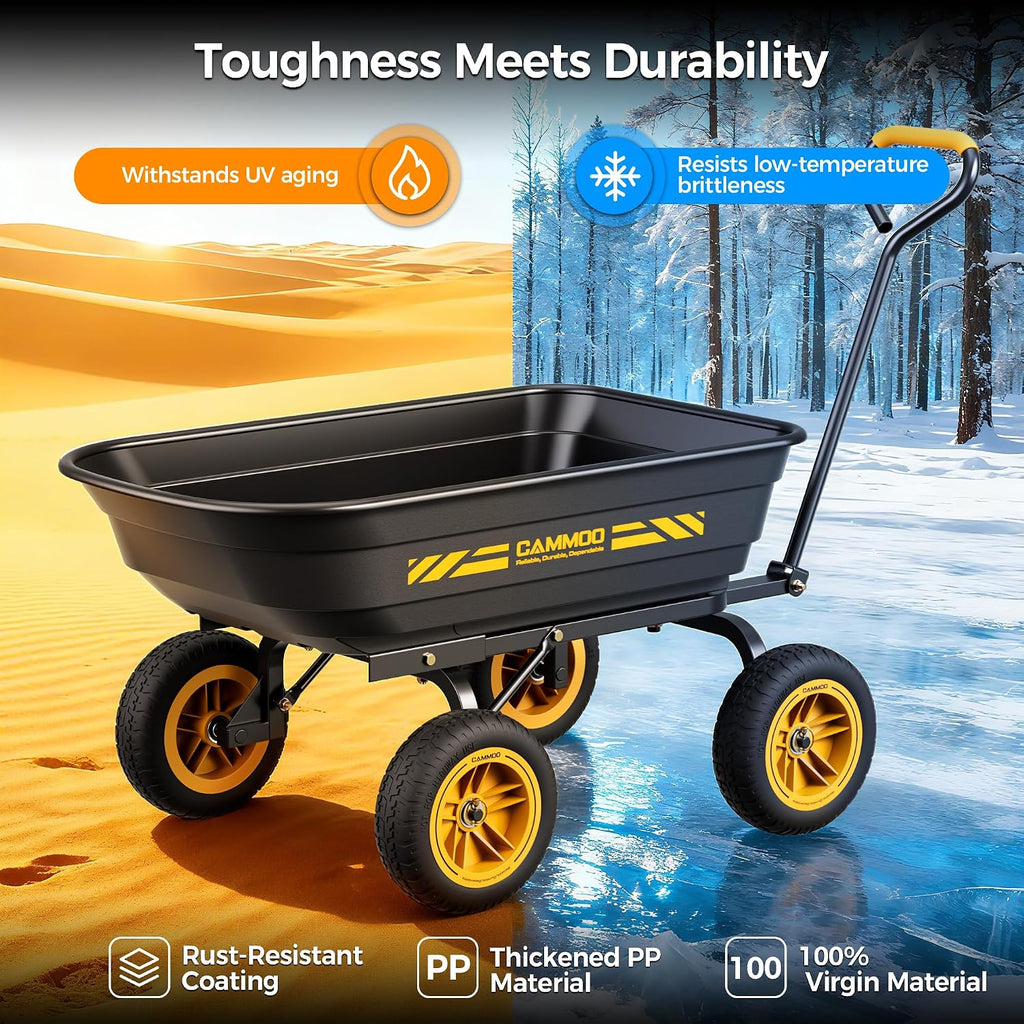 cammoo 10-in no-flat tires 600lb garden dump cart, package contents