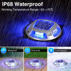 Solar Driveway Lights - 10 Pack, IP68 Waterproof, 2 Color Modes (Blue/White) for Step, Sidewalk, Pathway, Patio, Garden