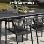 Patio Dining Chairs Set of 2 Aluminum Stackable Outdoor Chairs | Wicker Barrel Backrest Armchairs for Patio, Deck, Backyard, Grey