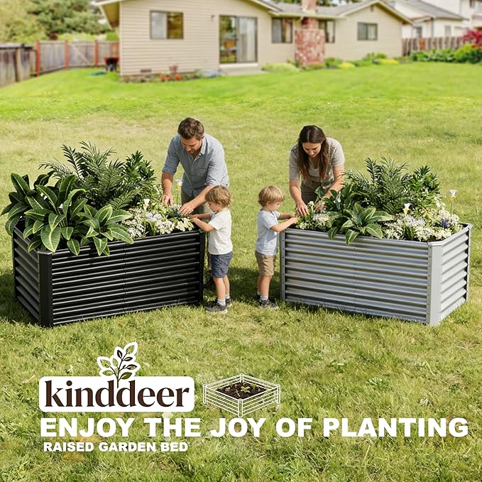 4x2x2ft(2 Pack) Raised Garden Bed Kit, Galvanized Planter Garden Boxes Outdoor, Metal Raised Garden Beds for Vegetables,Fruits, Flower,Silver