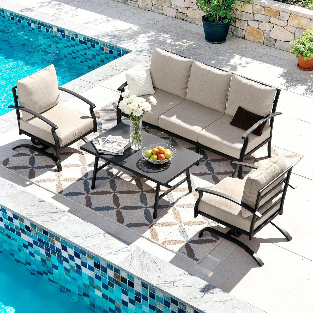 kullavik 4 piece metal outdoor patio furniture set, main product view