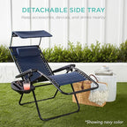 Best Choice Products Folding Zero Gravity Outdoor Recliner Patio Lounge Chair w/Adjustable Canopy Shade, Headrest, Side Accessory Tray, Textilene Mesh - Burnt Orange