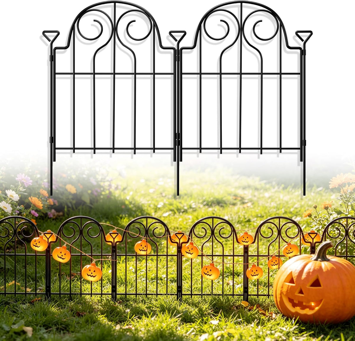 decorative garden fence 17in x 30ft,30 panels,metal halloween, main product view