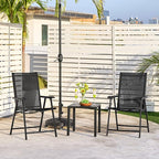 Yaheetech Patio Dining Chairs Set of 2 with Armrests, Outdoor Folding Chairs with Metal Frame and Backrest for Lawn, Garden, Yard and Poolside, Black