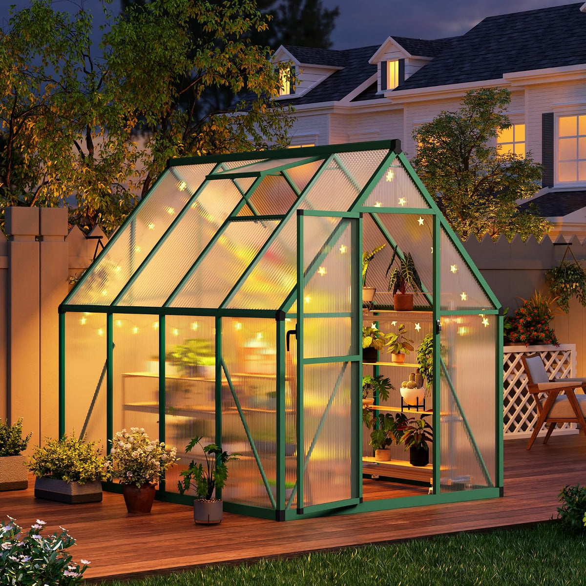 cabihome 6x7 ft outdoor greenhouse, polycarbonate greenhouse with, main product view
