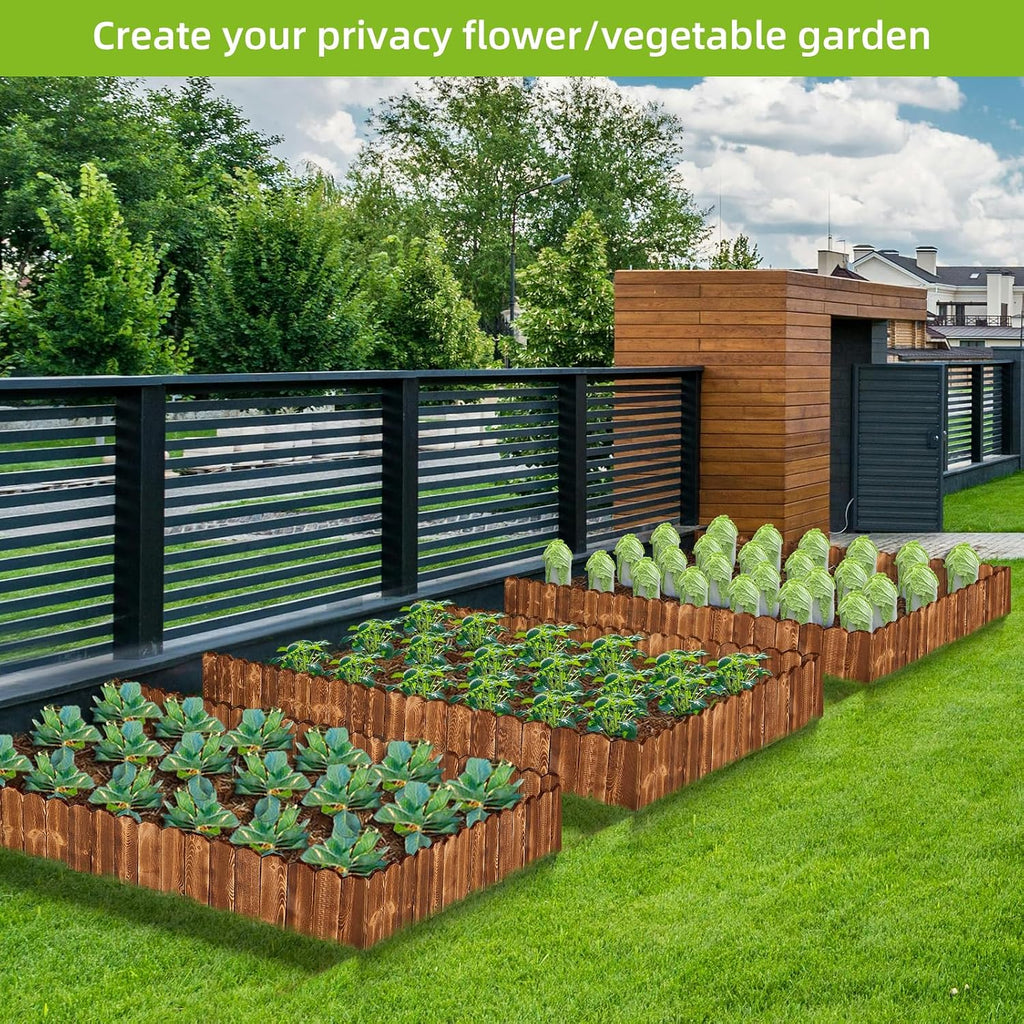 linshry wood garden edging fence, flower bed edging, side view