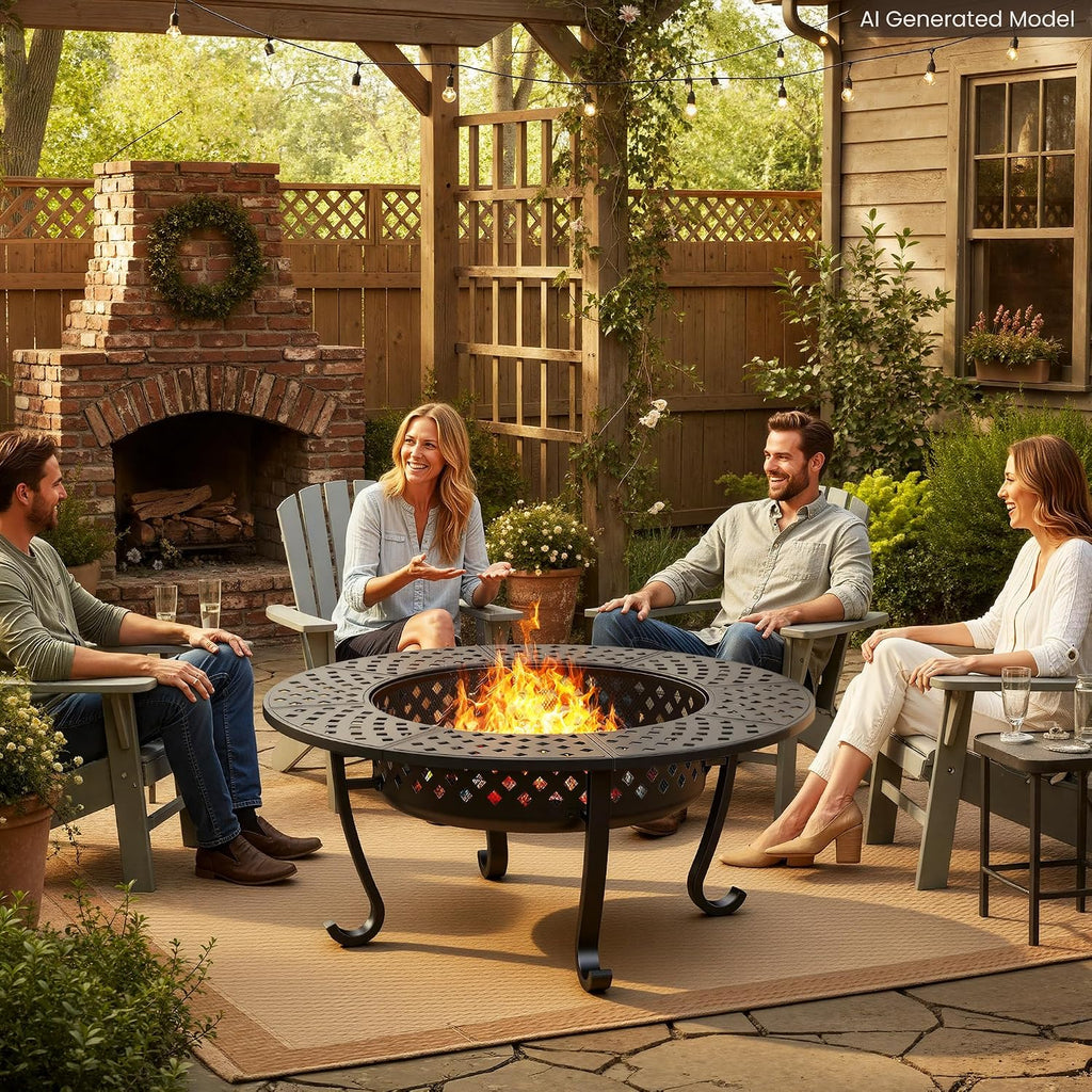 43" large fire pit for outside with 2, view 9