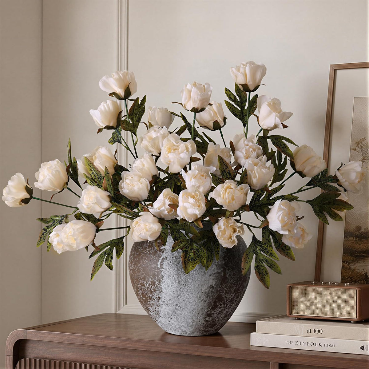 peony artificial flowers, 18" faux silk peonies for shown in use