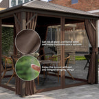 outsunny 10' x 10' hardtop gazebo with curtains, side view