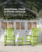 KINGYES Outdoor Rocking Chair Set of 2, High Density Polyethylene Patio Rocking Chairs with 330lbs Support for Adults, Pistachio Green