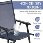 Yaheetech Outdoor Patio Chairs Set of 4, Portable Dining Chairs with Armrests for Camping, Lawn Yard Beach, Folding Outdoor Chairs 4-Pack with Metal Frame, Navy Blue