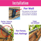 LaLaGreen Wall Mounted Planters - 24 Inch, 4 Pack Window Flower Boxes Basket Outdoor, Balcony Planter Over The Rail, Deck Railing Hanging with Coco Liners, Metal Horse Troughs Fence Patio Porch