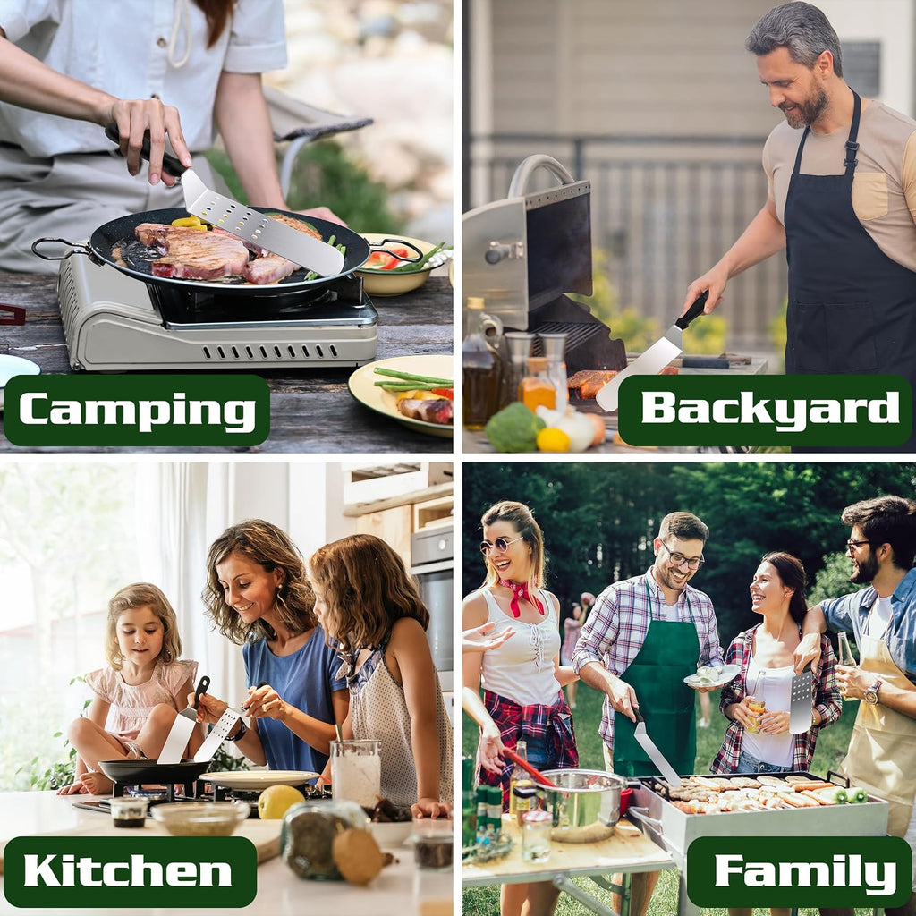 120 Pcs Griddle Accessories Kit, Perfect Hibachi Flat Top Grill Tools for Blackstone and Camp Chef, Enlarged Beefed-up Grill Spatula Gift Set with Basting Cover, Burger Press for Outdoor BBQ.