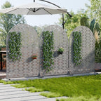 Casaphoria Metal Arched Privacy Screen Outdoor, 72" H x 47" W Freestanding Decorative Privacy Screen for Patio Deck Balcony Garden with Stable Base, Grey-Brick