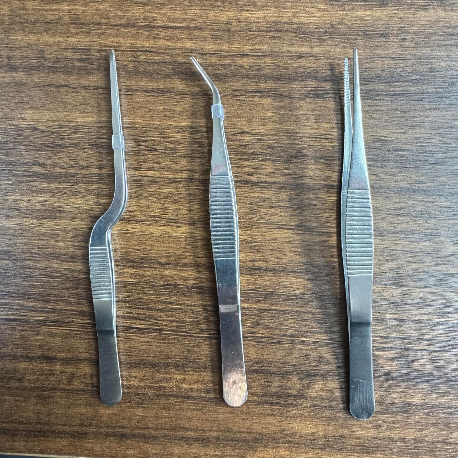 Stainless Steel Tweezers Set for Small Gardening and Kitchen, Multi-Purpose Tools Silver Tweezers (3Pcs, 6.22Inches / 6.33Inches / 6.4Inches)
